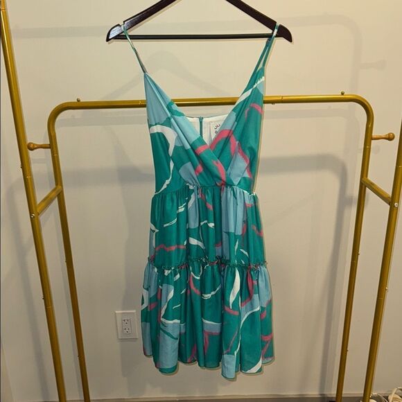 Teal and Pink Sleeveless Dress - Picture 1 of 6